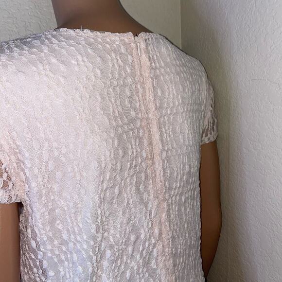 Alfani dress lace overlay pale pink knee length cap sleeve back zip SZ LG formal - Picture 8 of 8